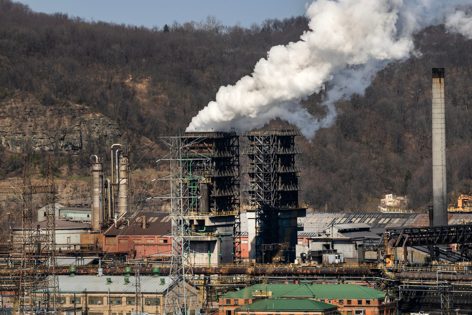 Steam rises from a cooling tower at Clairton Coke Works. Credit: Scott Goldsmith/Inside Climate News