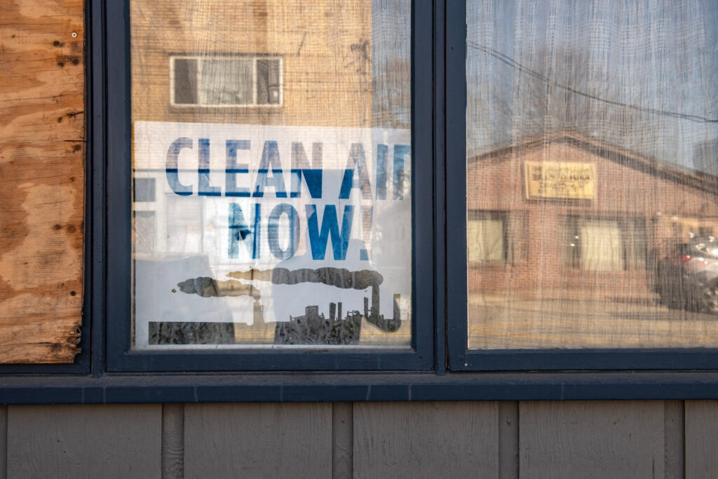 In Clairton, which is about 15 miles south of Pittsburgh on the Monongahela River, 40
percent of the population is African American and 23 percent live below the poverty line. This is a boarded up storefront in downtown Clairton where many of the businesses have closed down. Credit: Scott Goldsmith/Inside Climate News