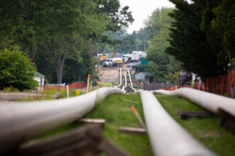 A portion of the 350-mile Mariner East 2 natural gas pipeline under construction in Exton, Pennsylvania in June 2019. Credit: Robert Nickelsberg/Getty Images