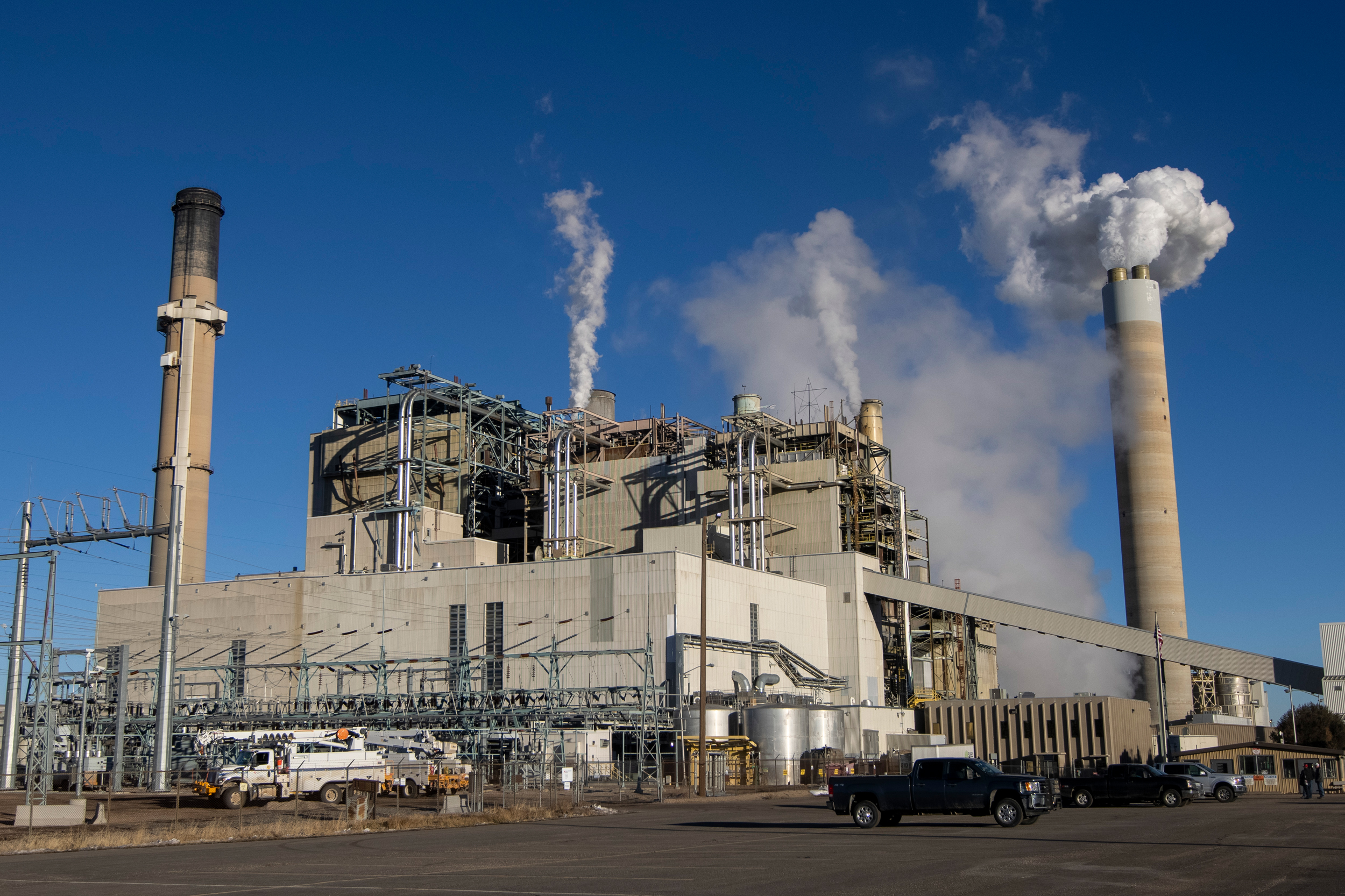 A mixture of steam and pollutants are emitted from the Naughton coal-fired power plant on Nov. 22, 2022 in Kemmerer, Wyo. Credit: Natalie Behring/Getty Images