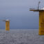 A row of mono piles that will be the base for offshore wind turbines near New Bedford, Mass. Credit: David L Ryan/The Boston Globe via Getty Images