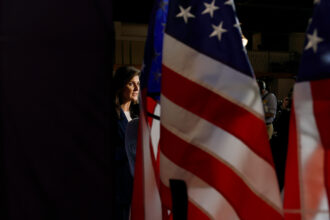 Republican presidential candidate and former U.N. Ambassador Nikki Haley speaks to reporters following a campaign event on Jan. 11 in Cedar Rapids, Iowa. Credit: Anna Moneymaker/Getty Images