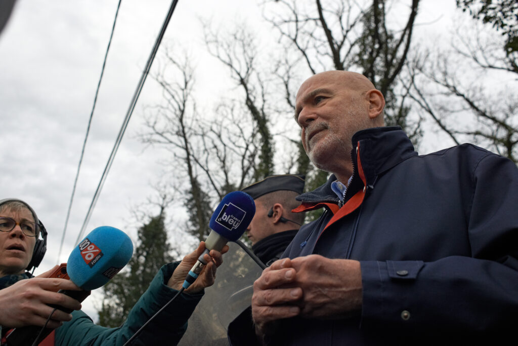Michel Forst, U.N. Special Rapporteur on Environmental Defenders, visits a ZAD (Zone to Defend) on Feb. 22 in Saix, France. Credit: Alain Pitton/NurPhoto via Getty Images